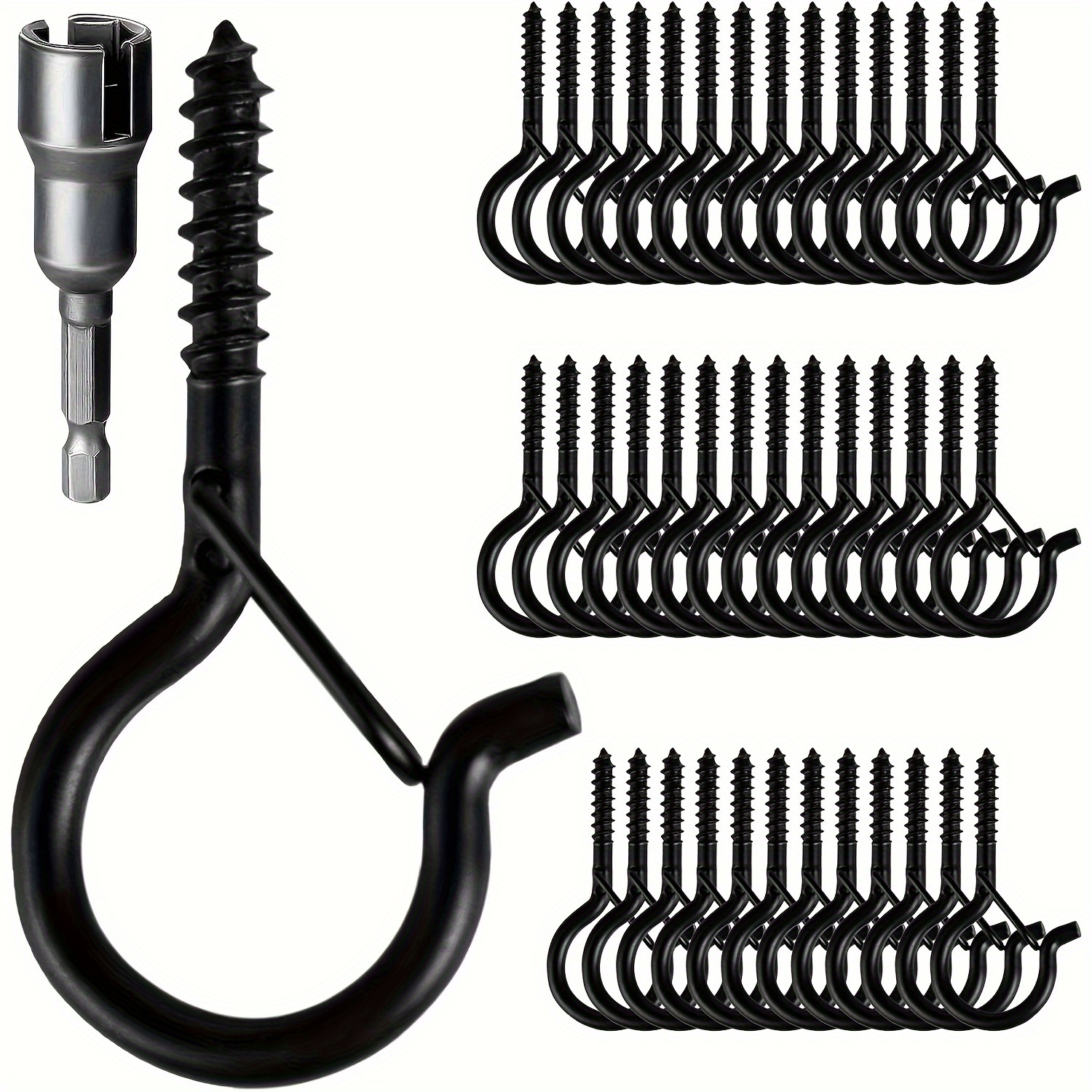 

Easy-release Q-shaped Hooks For Outdoor String Lights - 10/20/40pcs, Safety Design, Powder-coated Iron With Hex Wrench Included