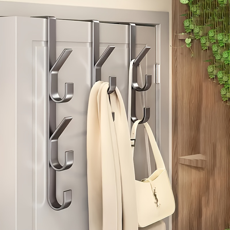 

Sturdy Metal Over-the-door Hooks, No Installation Needed - Ideal For Hanging Clothes, Hats, Bags In Bedroom Or Dormitory Cabinets, Space-saving Design, Clothes, Bags, Utility Hooks