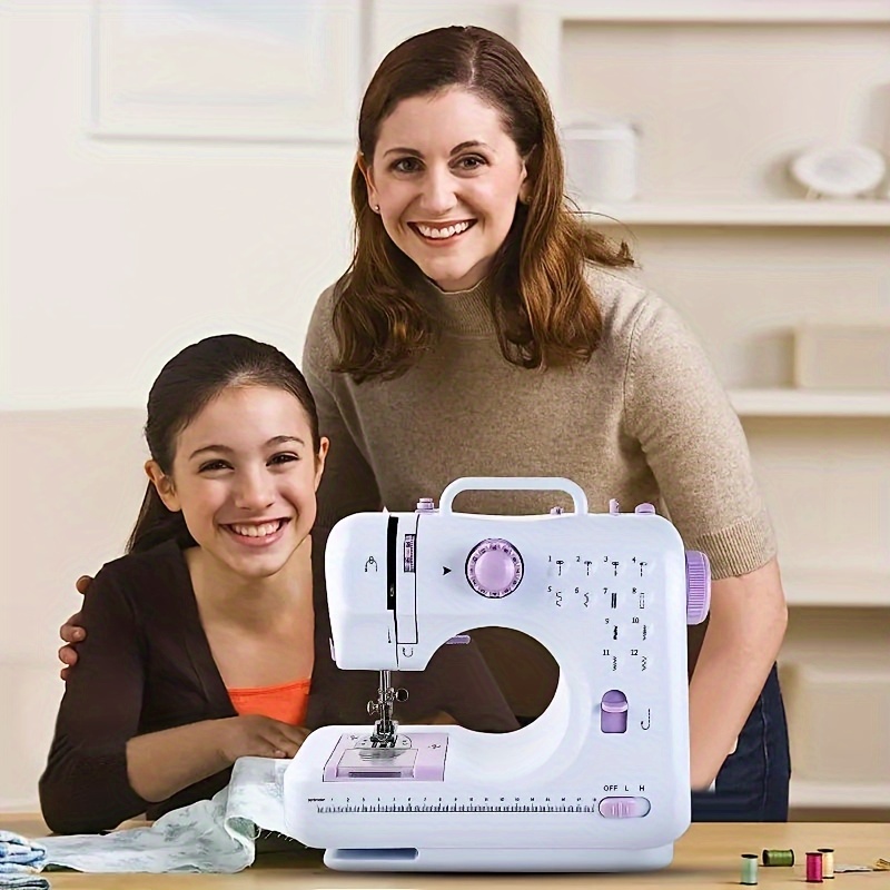  Mini máquina de coser portátil pequeña de 2 velocidades y 12  puntadas, máquina de coser eléctrica para el hogar con pedal para  principiantes, costura en casa, niños, rosa : Arte y Manualidades