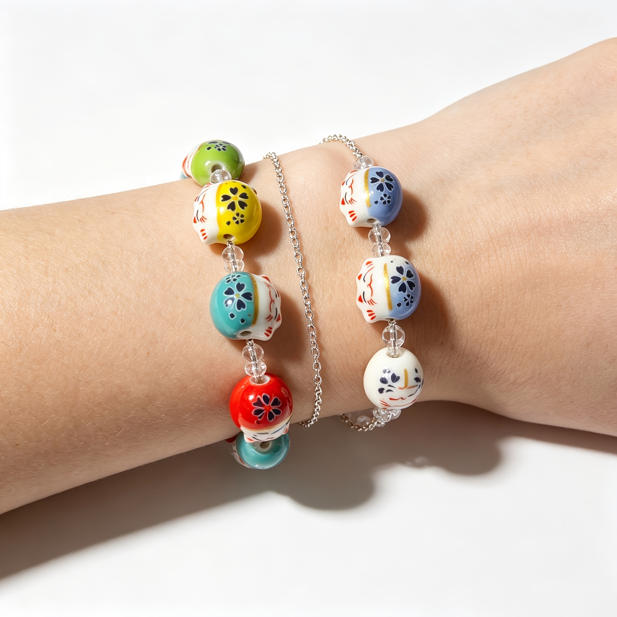 10pcs Random Mixed Color Ceramic Cat Beads for DIY Jewelry