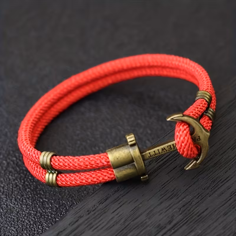mens vintage bracelet bronze punk style with rope nylon fashion accessory Product details 5