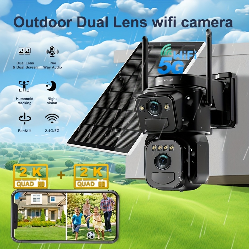 Solar 2K WiFi Cam 📸 – Motion 🚶‍♂️, Alarm 🚨, Night Vision 🌙, Audio 🎤