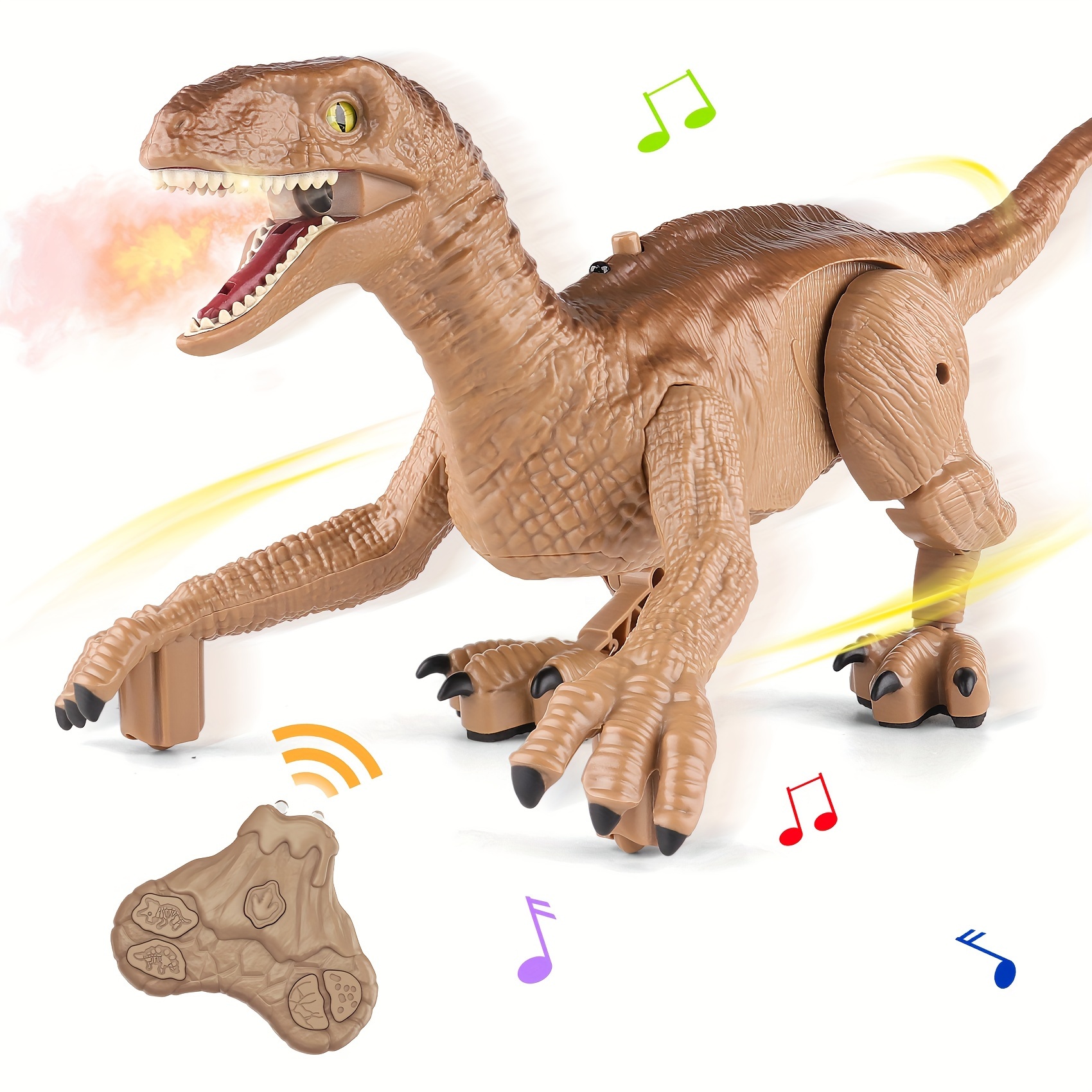 

Remote Control Dinosaur Toys For Kids 6-12 Yr, Detachable Walking Roaring Spraying Velociraptor With Light Sounds, Interactive Dino Gifts For Boys Girls