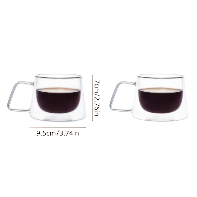 TEMU Lot de 2 tasses à café en verre à double paroi, en verre borosilicaté à haute teneur en borosilicate - Résistantes au froid et à la chaleur -