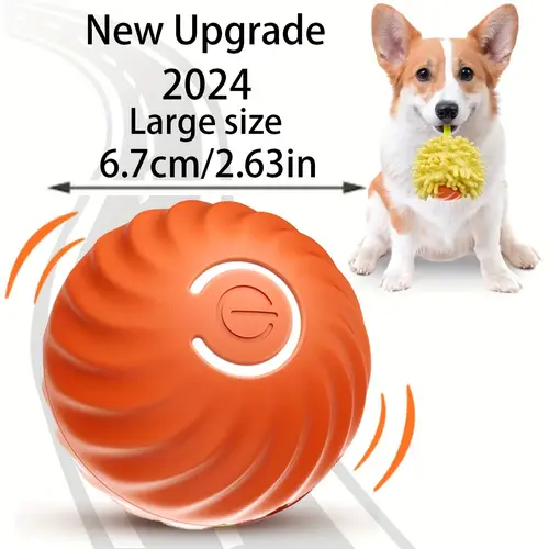 motion activated automatic bouncing ball toy large 6 7cm durable tpr usb rechargeable with smart mode interactive dog toy for all breed sizes striped pattern 36v operating voltage lithium polymer battery