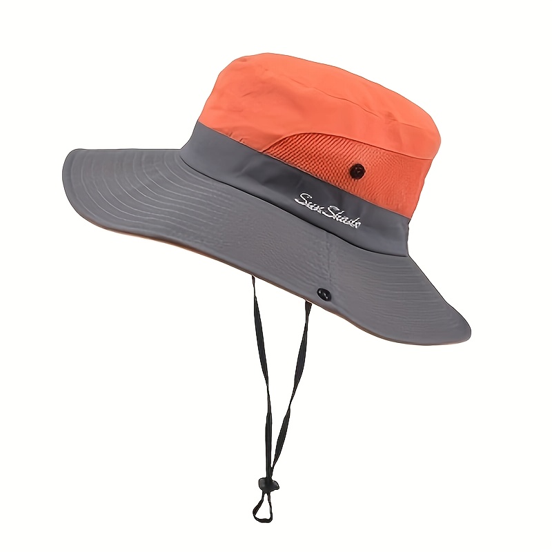TEMU Chapeau de soleil à lacets pour femme avec trou pour queue de cheval, chapeau de pêche d'extérieur à large bord avec respirante, équipement d'