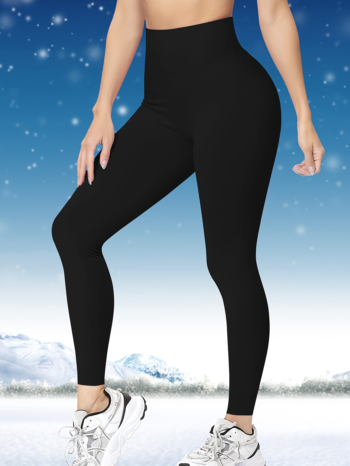 High Waist Seamless Fleece Lined Yoga Leggings Slim Fit - Temu