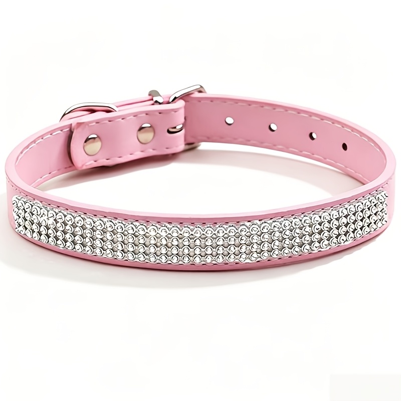 Temu – TEMU Adjustable Faux Leather Puppy Collar Cat Pet Collar Set Pet Supplies Additions Cute