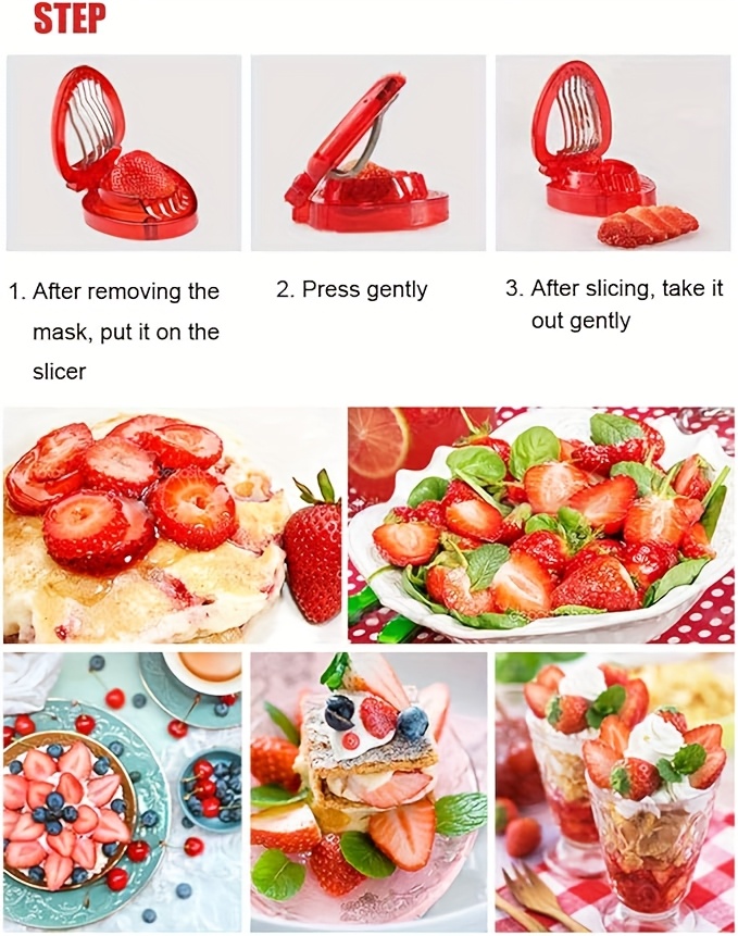 2 piezas Cortador y Pelador de Fresas, Herramienta Creativa para Procesar Fresas, Cortador de Fresas de Acero Inoxidable, Adecuado para Fresas, Cerezas, Herramienta Manual para Procesar Frutas, Herramienta de Cocina Práctica