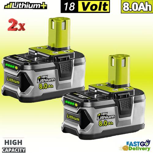 item picture 2 pack 18v 8000mah p108 rbl1810 lithium battery compatible with for ryobi 18 battery replacement for p108 p104 p105 p107 p109 p122 bid 180l bid1821 pbp002 rb18l50 bpl1820 cordless tool with indicator