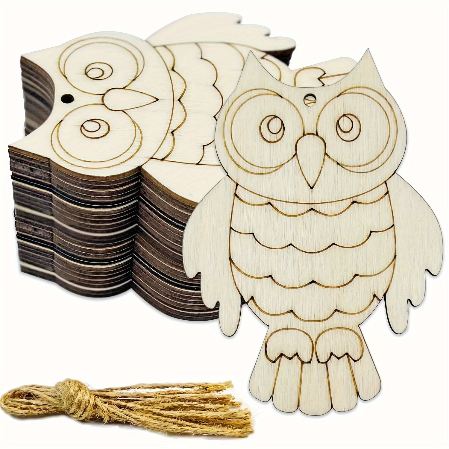 

Value Pack 30pcs Owl Wood Cut Out Owl Wood Diy Crafts Cutouts Blank Wooden Owl Shaped Ornaments With Hole Hemp Ropes Gift Tags For Wedding Birthday Christmas Party Decorations