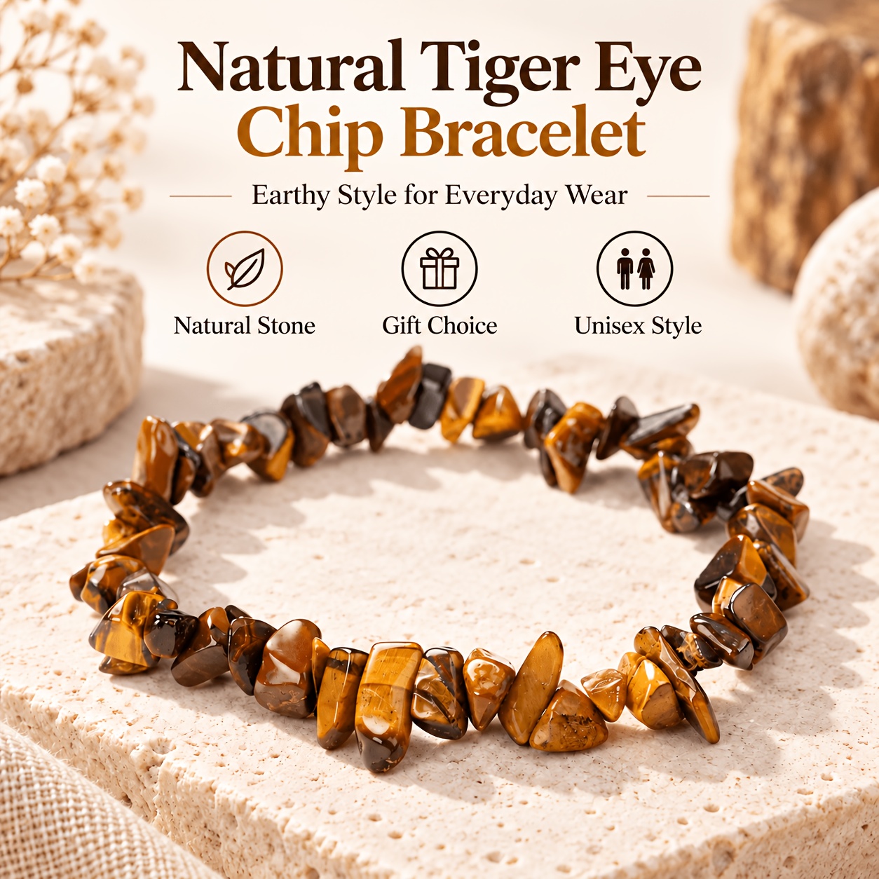 2pcs Round Tiger Eye Jewelry Set for Men and Women