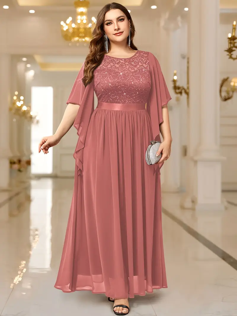 plus size plus elegant sleeve sequin lace contrast - Temu Switzerland plus size plus elegant sleeve sequin lace contrast - Temu Switzerland