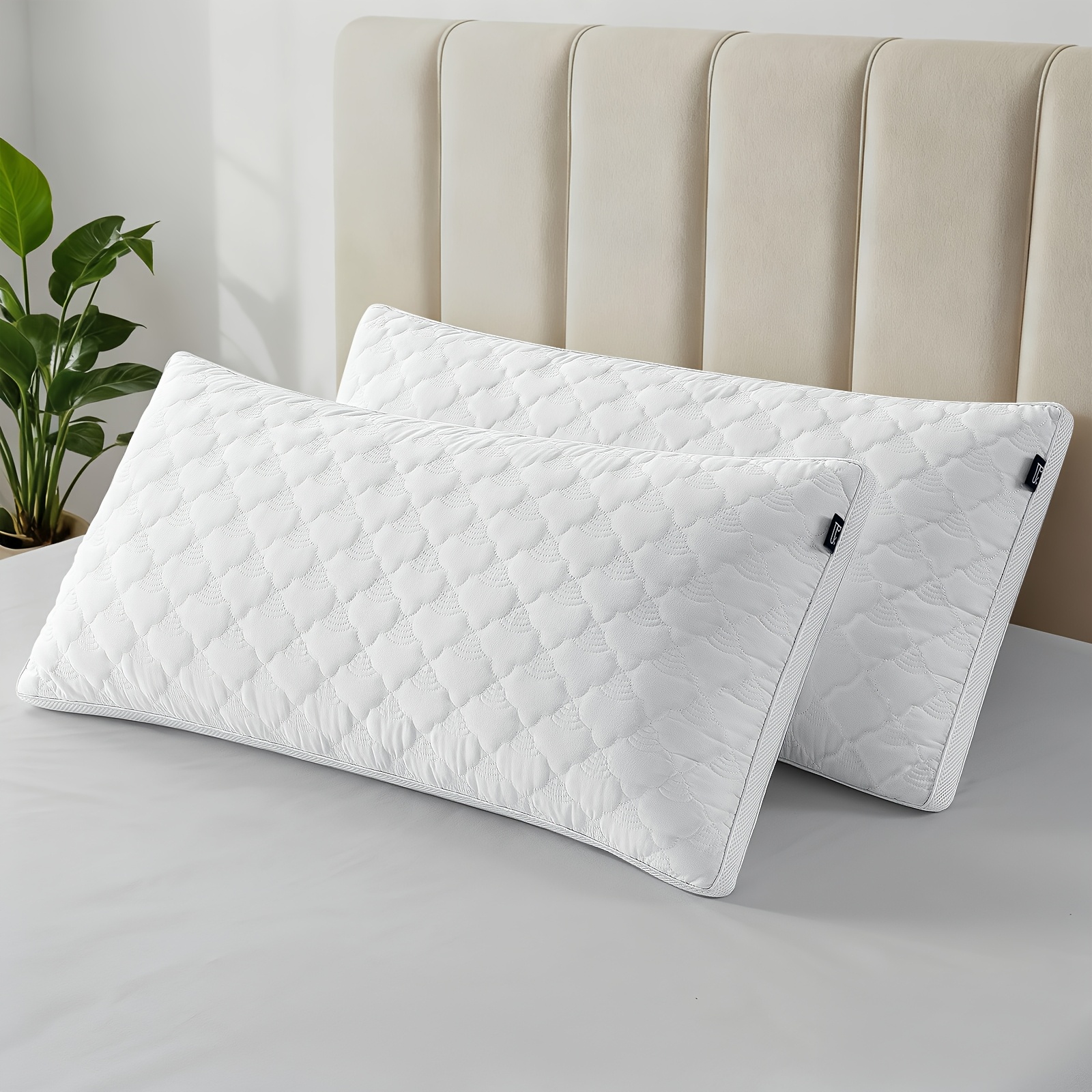 2 Pillows Measuring 40x80cm Or 80x80cm, Filled With High-quality Microfiber (950g Or 1500g), Soft And Washable, Ideal For Use As Bed Pillows, Sleeping Pillows, Sofa Cushions, Or For Side Sleepers