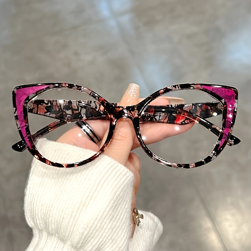 

Cat Eye Clear Lens Glasses Retro Color Block Decorative Glasses Computer Spectacles For Women