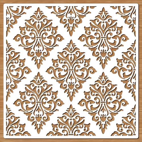 item picture 1pc of elegant vintage damask stencil 11 8 inch large mandala texture stencil suitable for art crafts wall geometric pattern diy stencils furniture canvas and fabric murals reusable craft stencil exquisite design durable plastic art tool