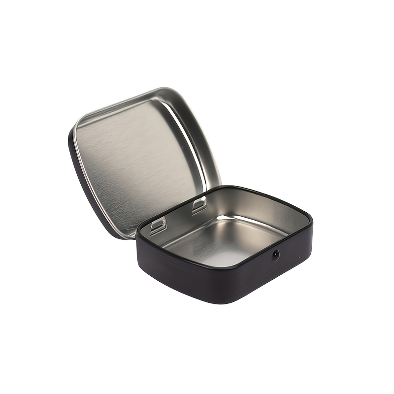 1pc Small Metal Storage Box, Silvery And Black Hinged Lid Storage Box, Suitable For Home And Office Use