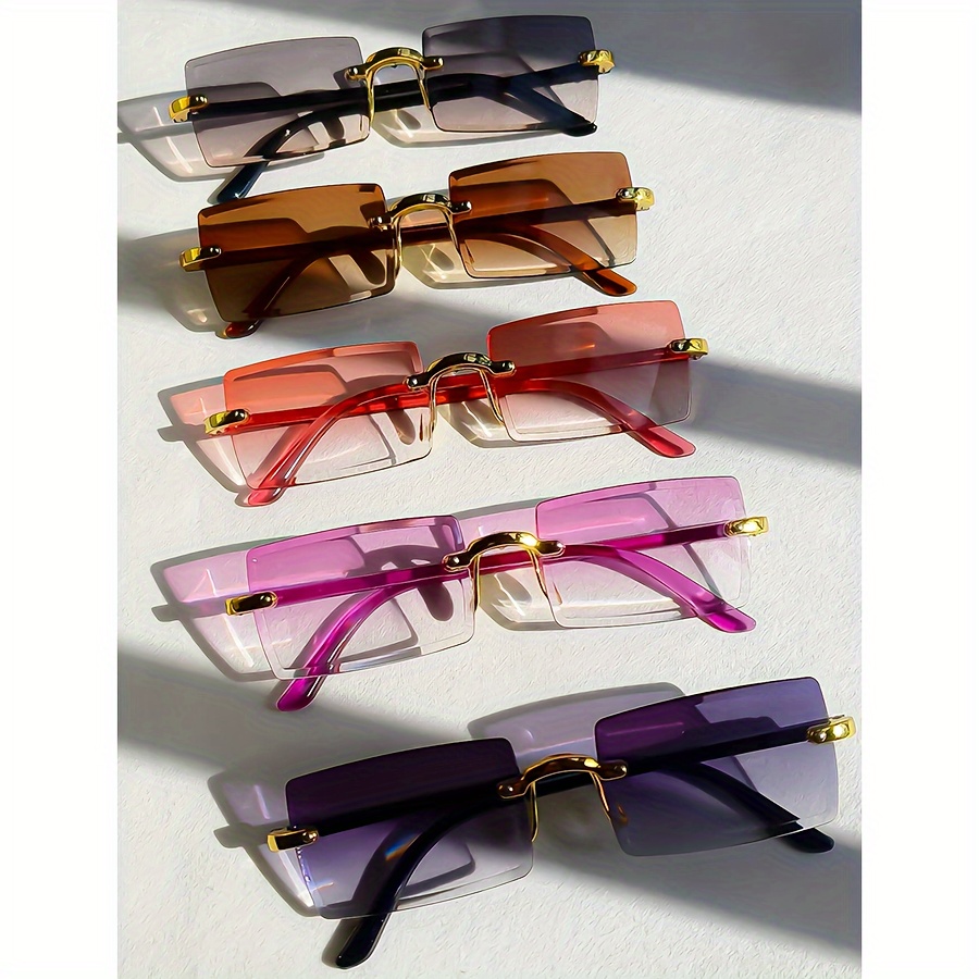 

5pcs Rectangular Frameless Glasses Fashion Trend Net Red Street Shooting Ocean Sheet Glasses