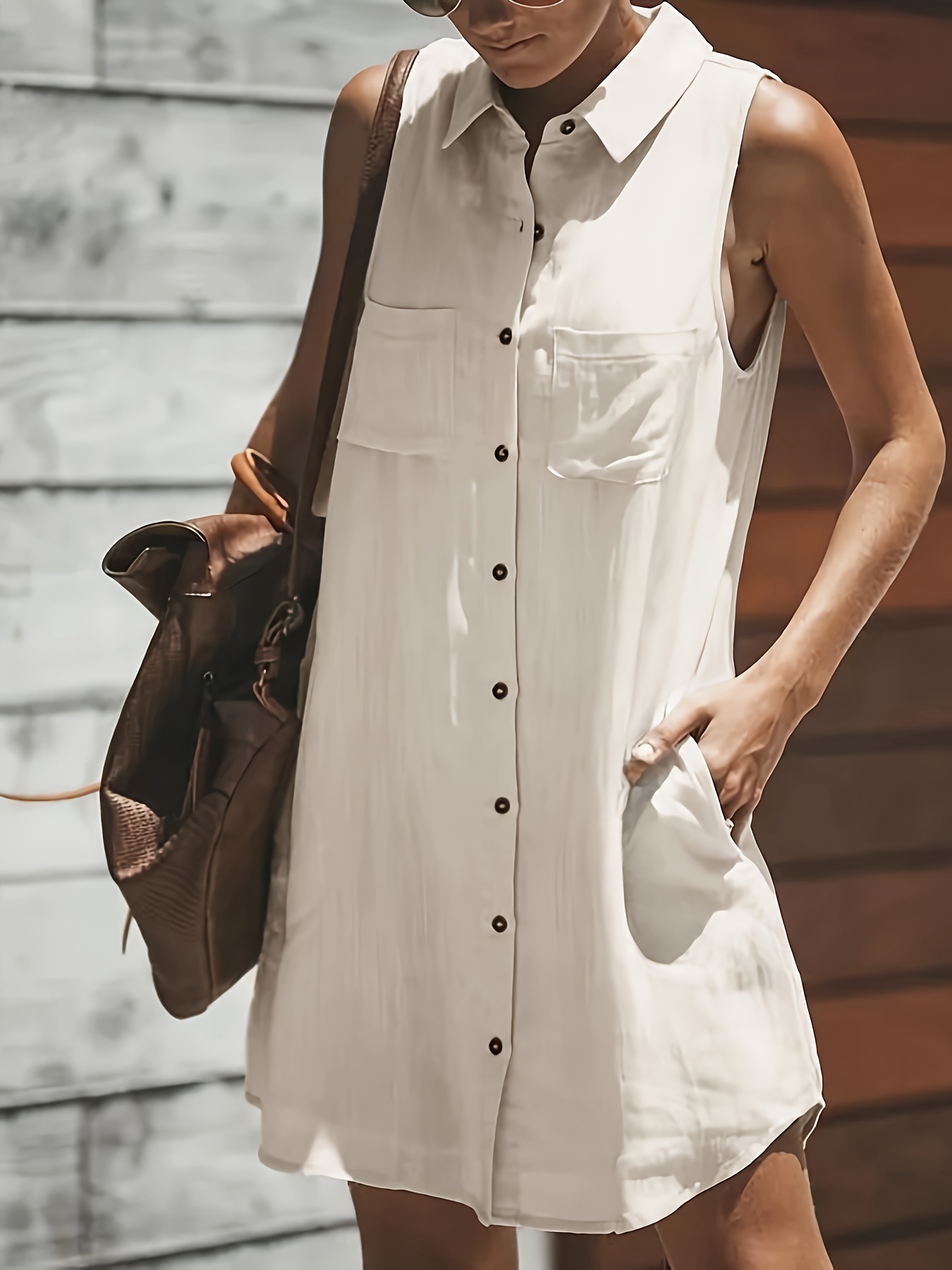 women's plus size sleeveless shirt dress casual vacation Temu