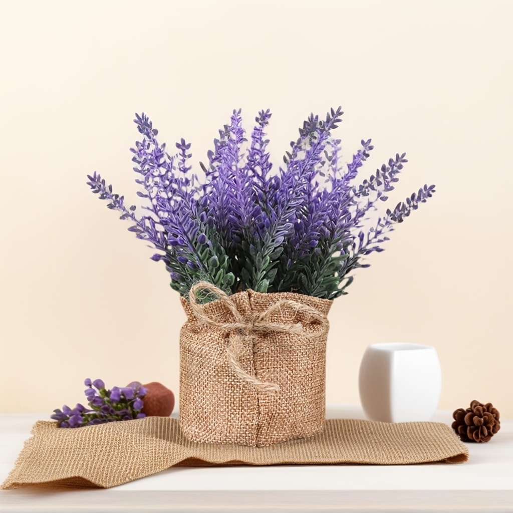 2 stck kleine knstliche topf lavendel kleine sackleinen - Temu Germany