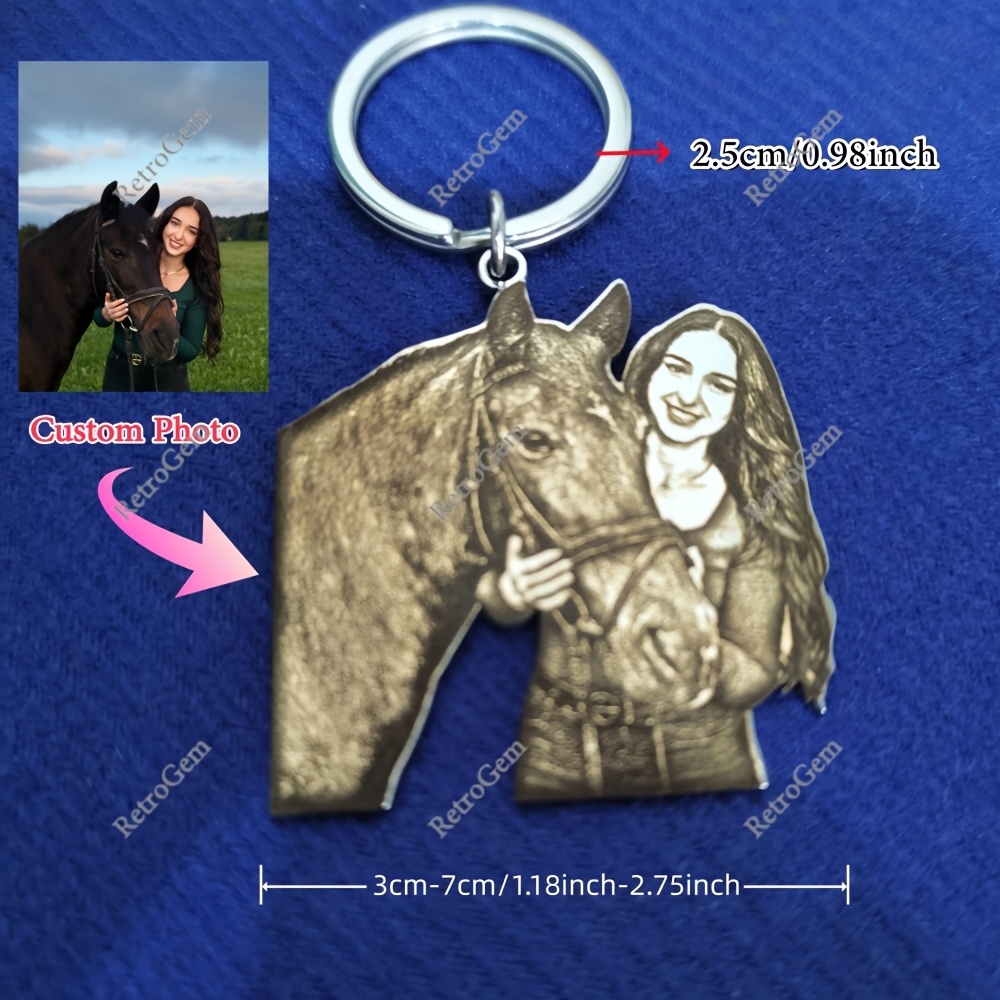 TEMU Portachiavi personalizzato in acciaio inossidabile con foto di un , persona cara, proprietario di , o animale amato. Un regalo ed esclusivo per