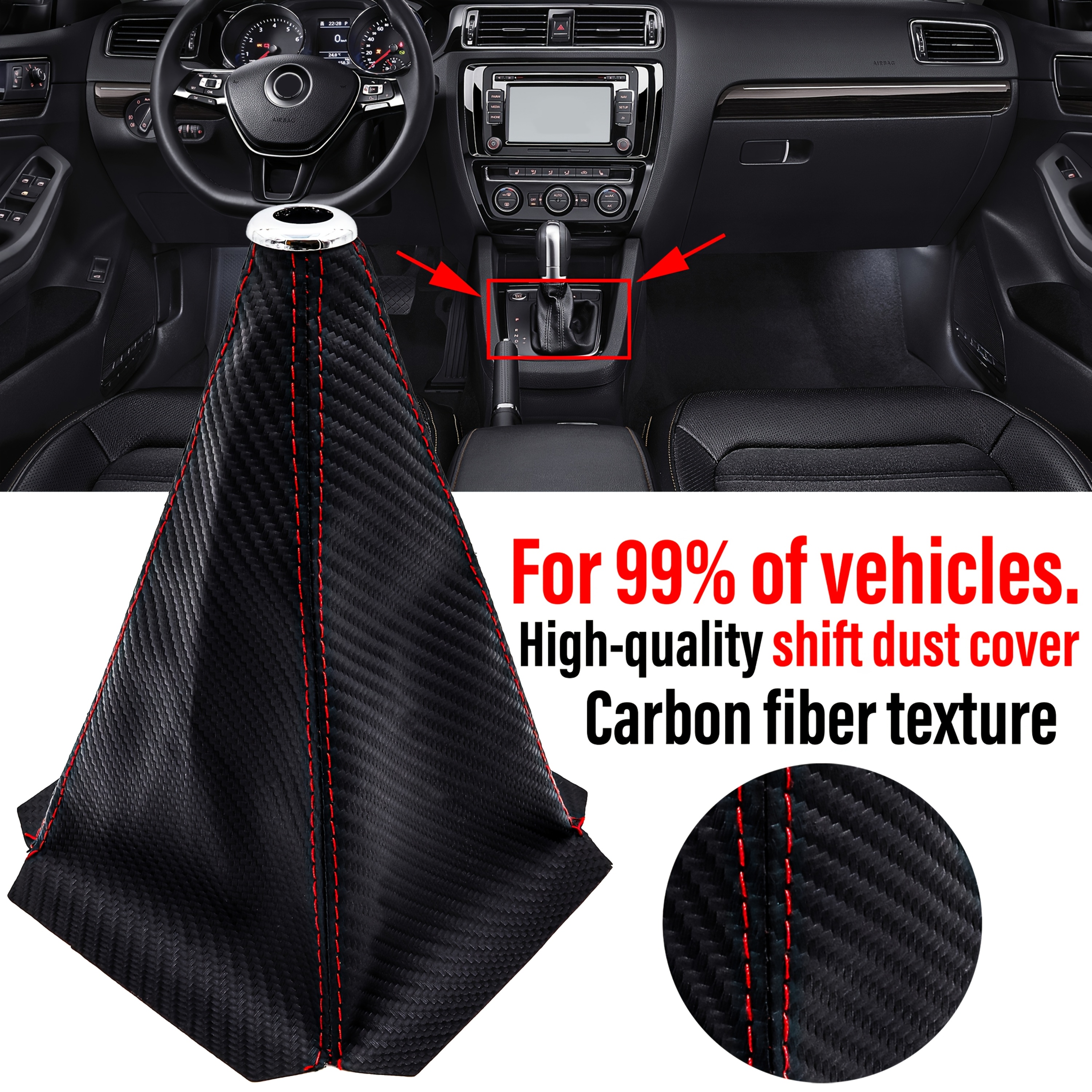 Manchon De Levier De Vitesses En Cuir PU - Compatible Ford Focus 2005-2012 - Remplacement Facile