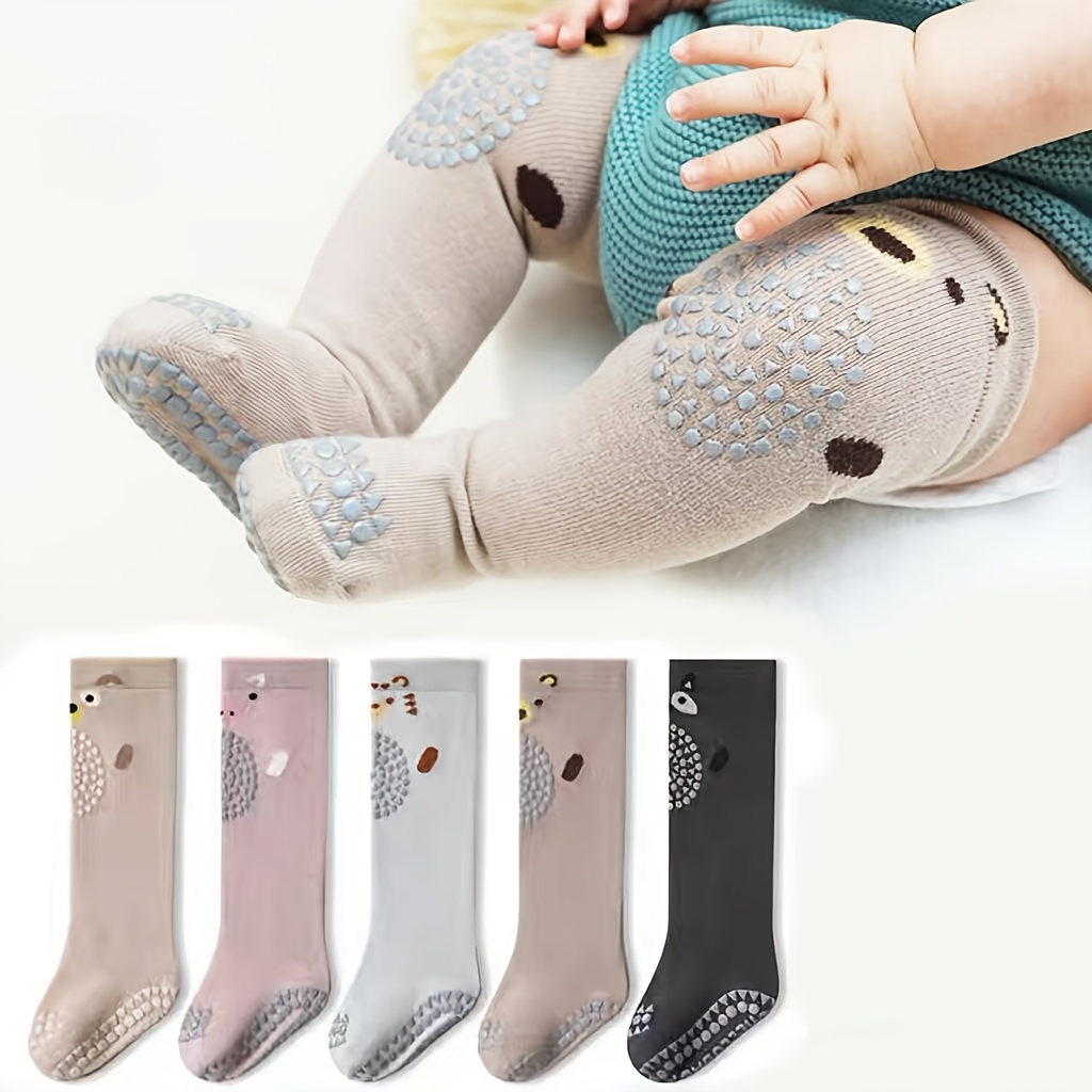 Image of 5 Pairs Of Cute Non-slip Socks, Suitable For Infants And Toddlers To Their Knees And Feet While Crawling And Walking, Preventing Falls For Boys And Girls