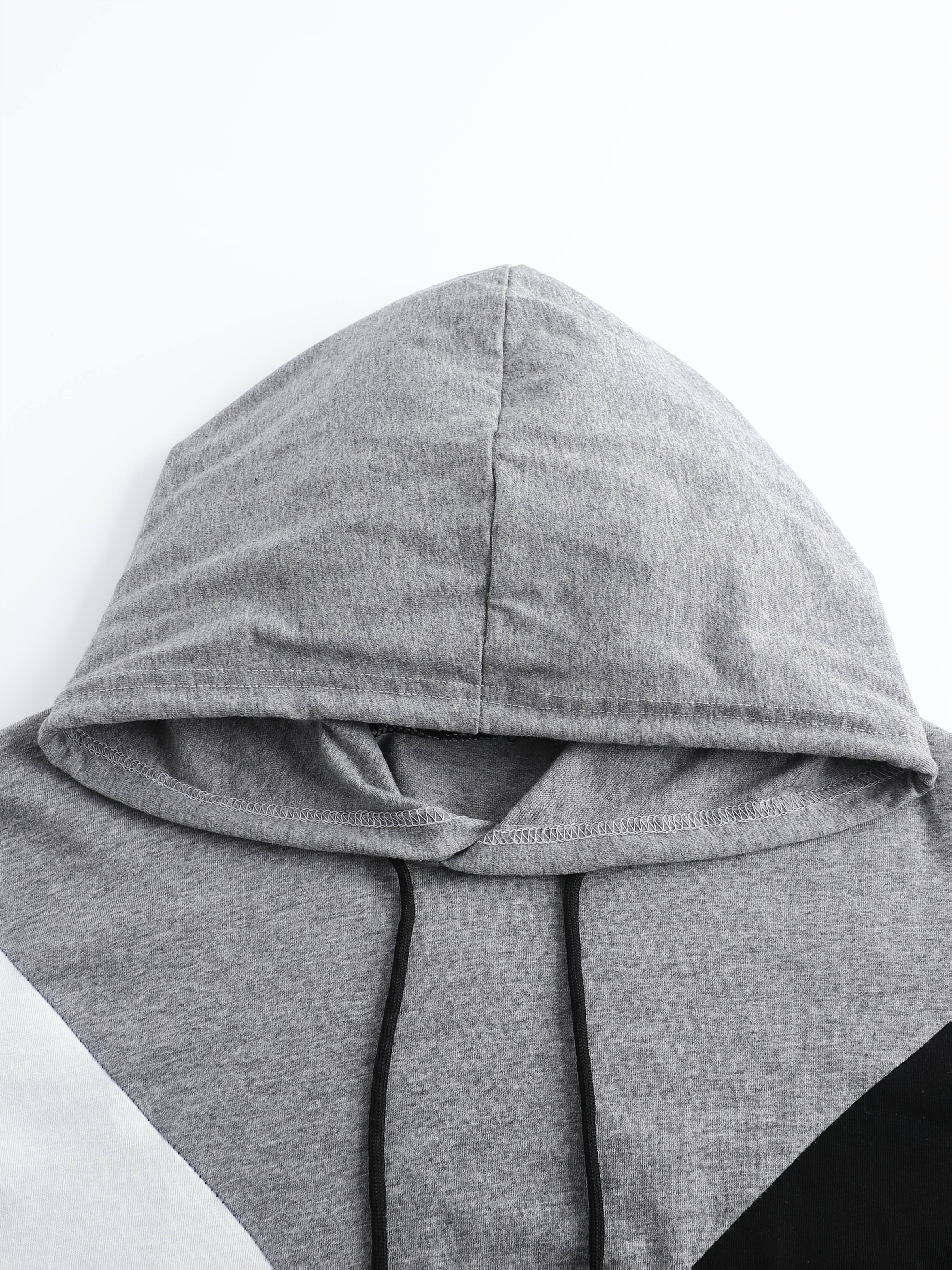 Men's Spring/Summer Casual Sports Hooded Short Sleeve T-shirt + Shorts Set Three-Color Contrast Design Outdoor Sportswear