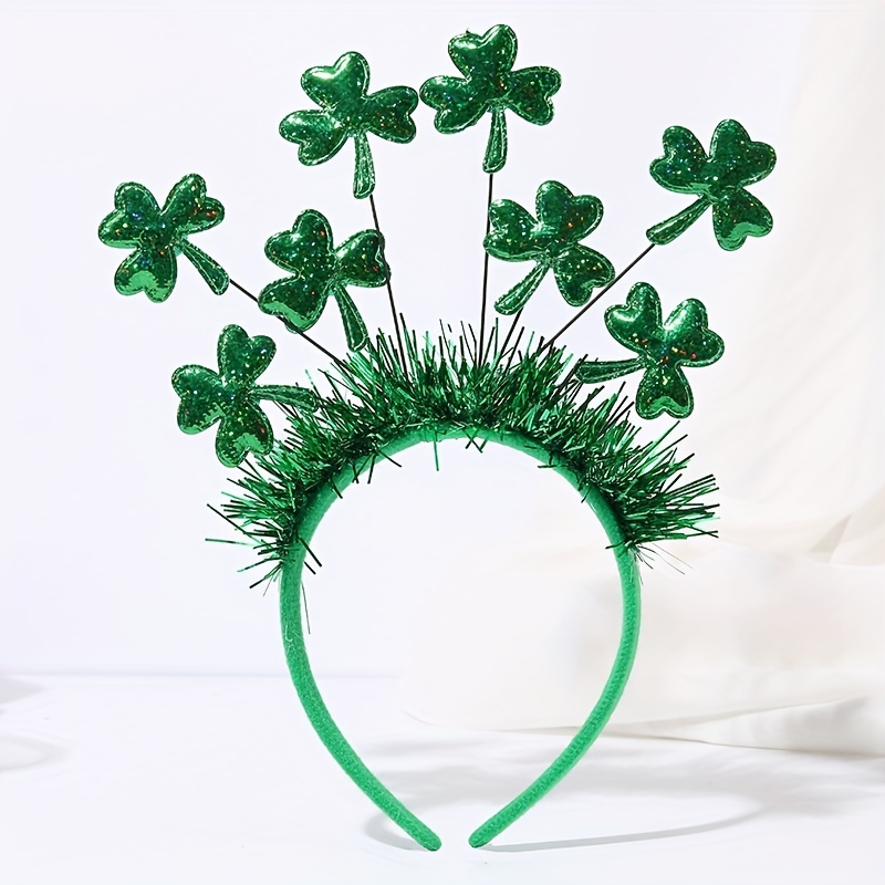 

1pc Chic 's Day Clover Headband For Women - Cute Polyester Clover Hair Accessory, Irish Celebration Headwear, Cartoon Animal Design, Single Pack, Carnival/mardi Gras/masquerade