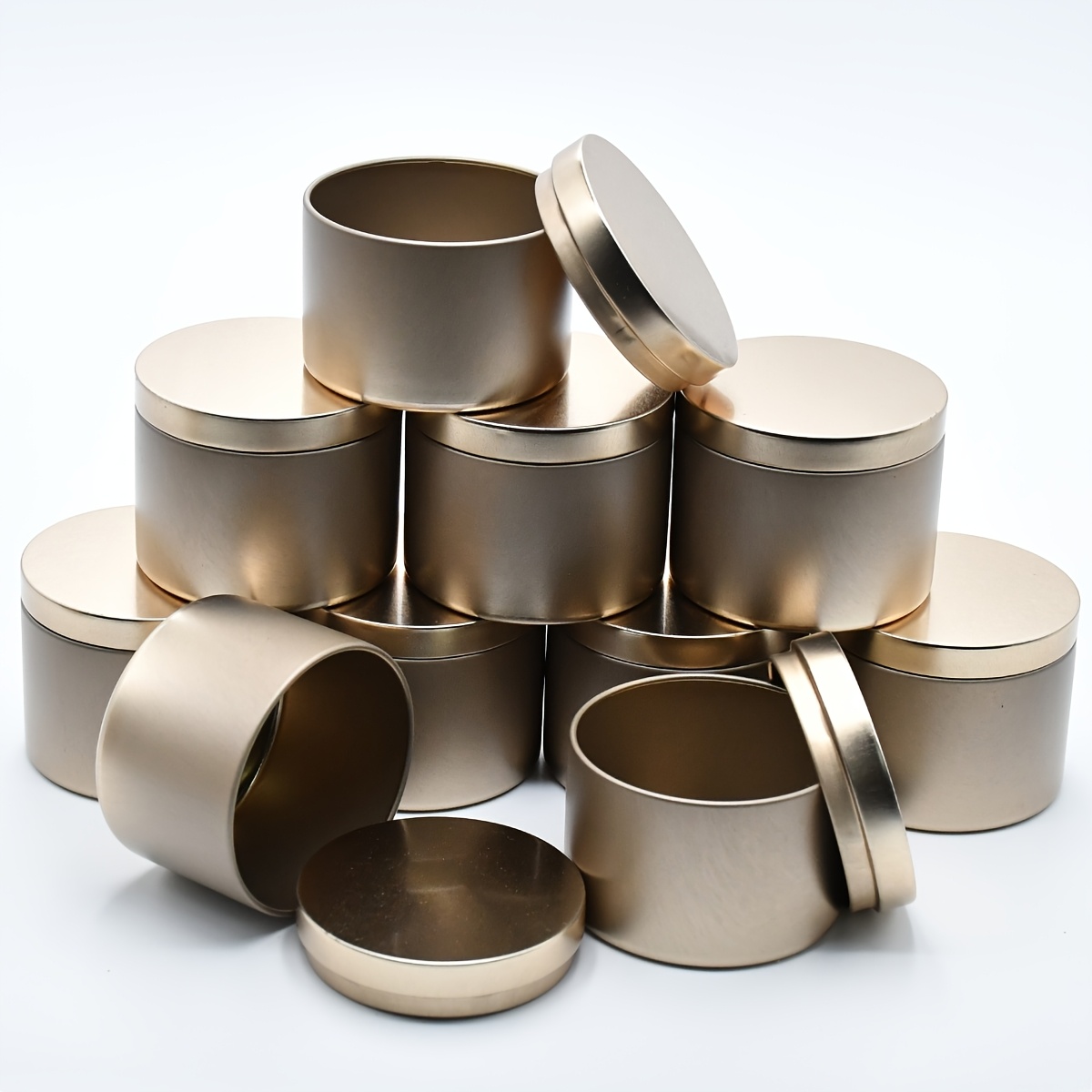 TEMU 12pcs 4-ounce Metal Candle Empty Jars. Versatile Small Airtight Jars Feature A , Offering Practicality And Style Used As Decorative Accents,