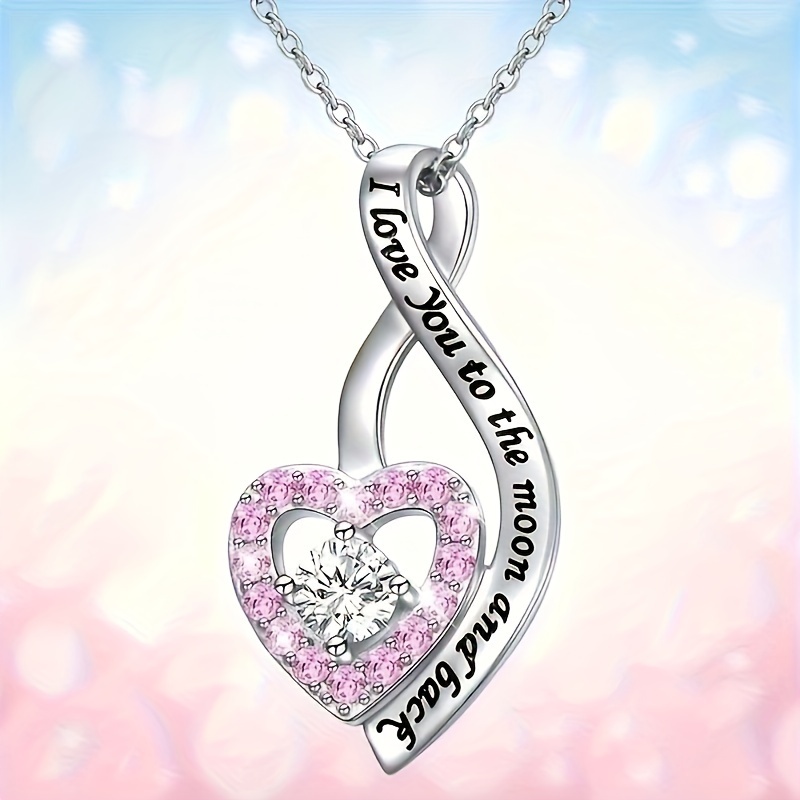 Image of 1pc Women's Fashion Pendant Necklace Valentine's Day Gift For Women Inlaid Twisted Design Sense Exquisite Pendant Necklace, Suitable For Gifting