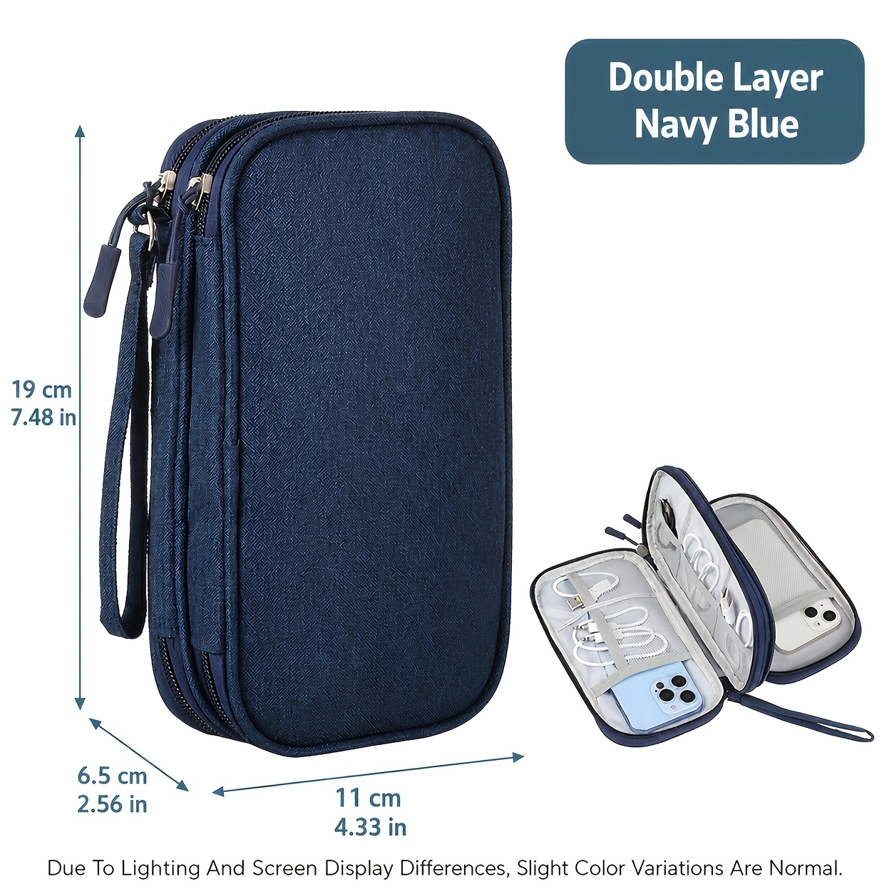 TEMU Travel Storage Bag, Multi-pocket Organizer, Suitable For Toiletries, Cosmetics, Accessories, And Electronic Cable Gadget Storage
