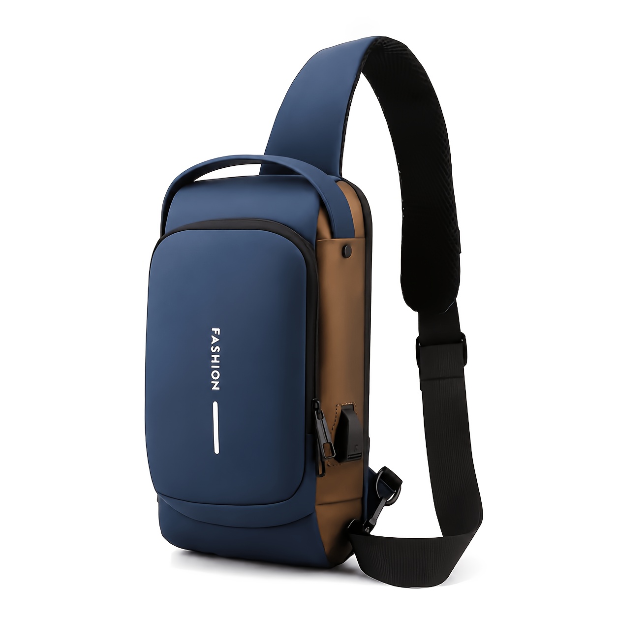 TEMU Men's Anti-theft Password Lock Chest Bag - Fashionable Motorcycle And Leisure Sports Crossbody Bag, Durable Fabric, Adjustable Shoulder Strap