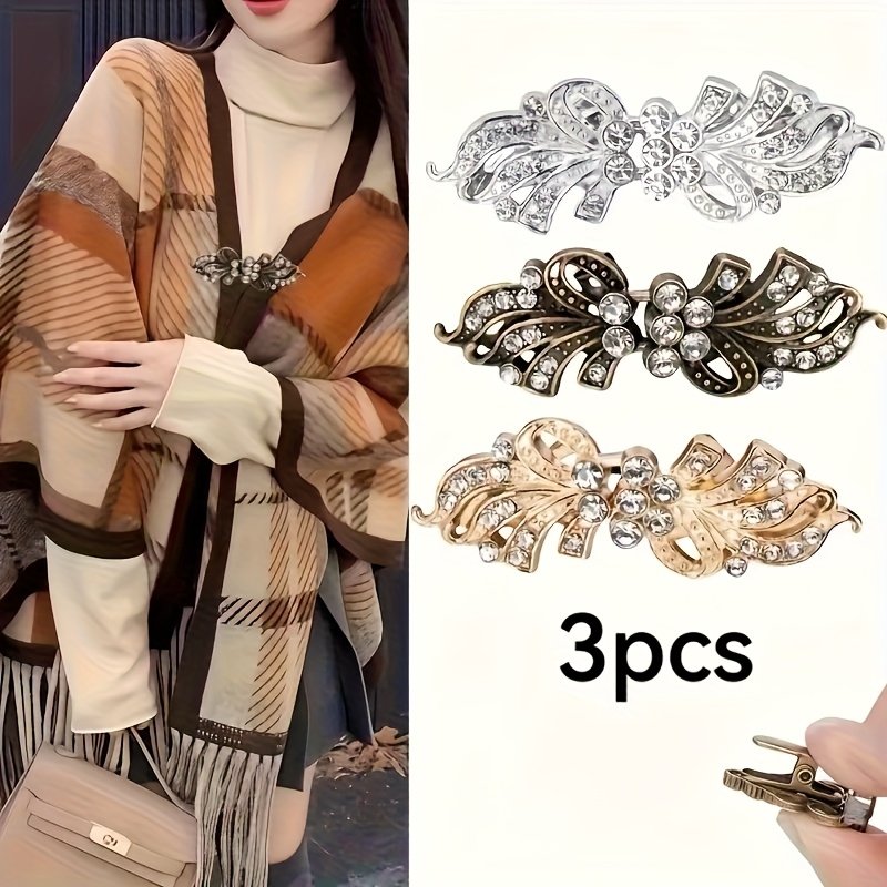 TEMU 3/6 piezas para mujeres y hombres: Elegantes clips para chal de suéter frío - Botones de cuello para cárdigan y camisa, accesorios de tejido y