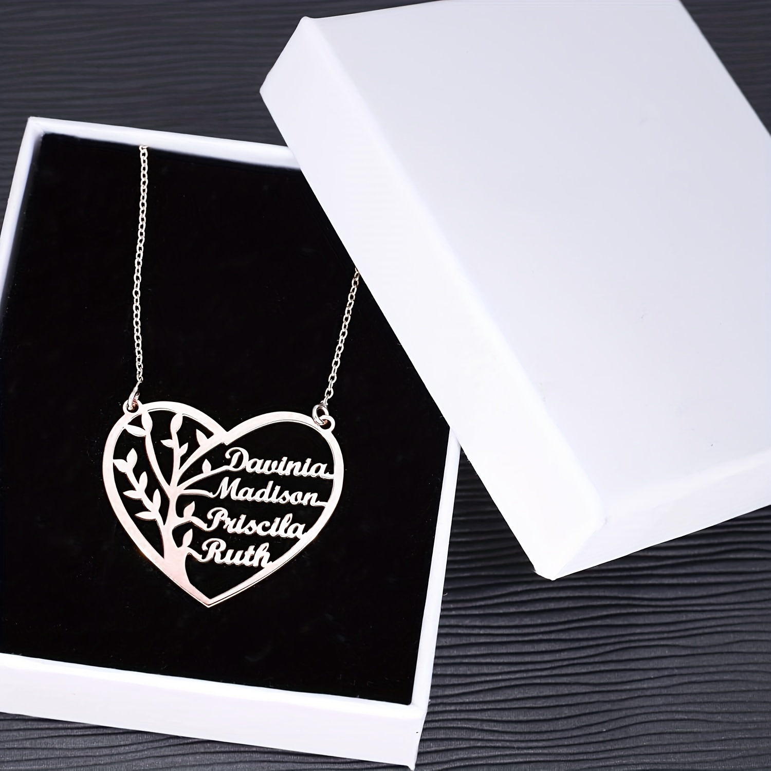 TEMU Custom Family Name Necklace Personalized Love Name Necklace Stainless Steel Tag Pendant Necklace Christmas Gift Women's Popular Jewelry