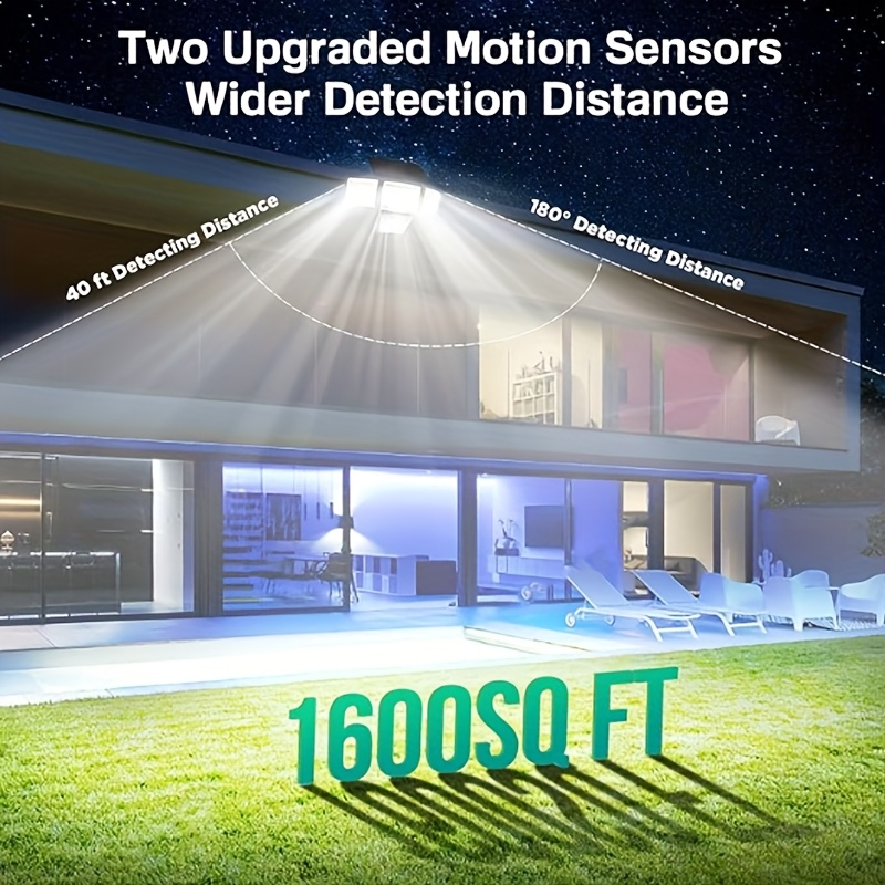 4-Head Dual-Sensor Solar Human Body Induction Wall Lights, Integrated Multi-Head Solar Courtyard Wall Road Lighting - 3000LM LED Motion Sensor Outdoor Lights, 4-Head Security Lights, Easy to Install, 270° Wide-Angle Flood Wall Lights