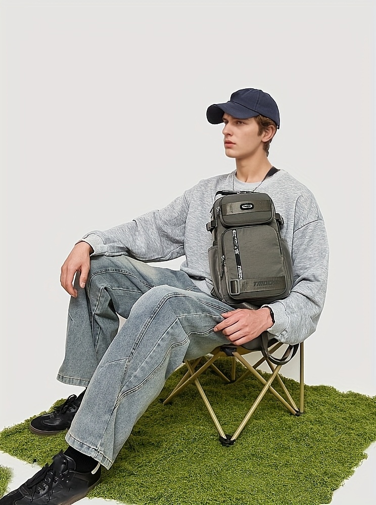 unisex chest backpack large capacity convertible crossbody handheld waist pack with multiple compartments padded shoulder straps waist clip for outdoor hiking gym travel durable casual outdoor bag 18 colors backpack for travel hiking essentials stylish outdoor gear secure zipper closure details 35