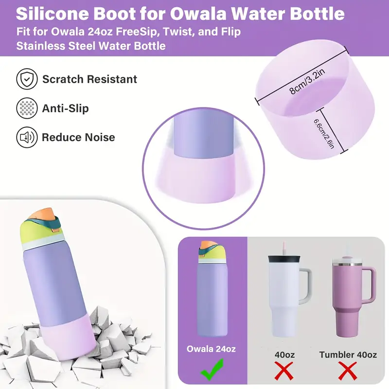Silicone Boot Set For Owala Water Bottle 40 Oz - Includes Water Bottle Handle Strap Perfect Owala Accessories Fits Owala Tumbler Owala Free Sip For Pink Owala Pink