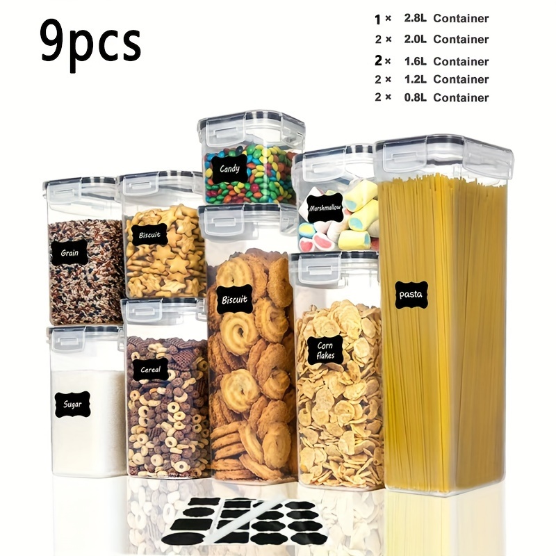 SHJOEE 24Pcs Botes Almacenaje Recipientes de Plástico de Alimentos Sellados  con Tapa Organizadores de Cocina Se Utiliza para Almacenar Cereales Pasta  Arroz Harina 0.8L1.4L 2L2.8L : : Hogar y cocina