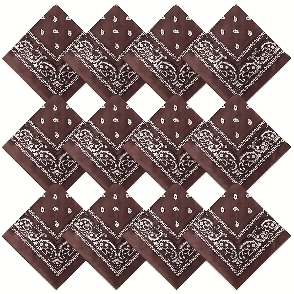TEMU 12pcs Large Handkerchief Set, Multi-functional Outdoor Bandana Hair Additions, 21.65 X 21.65 Inch Paisley Scarf Unisex