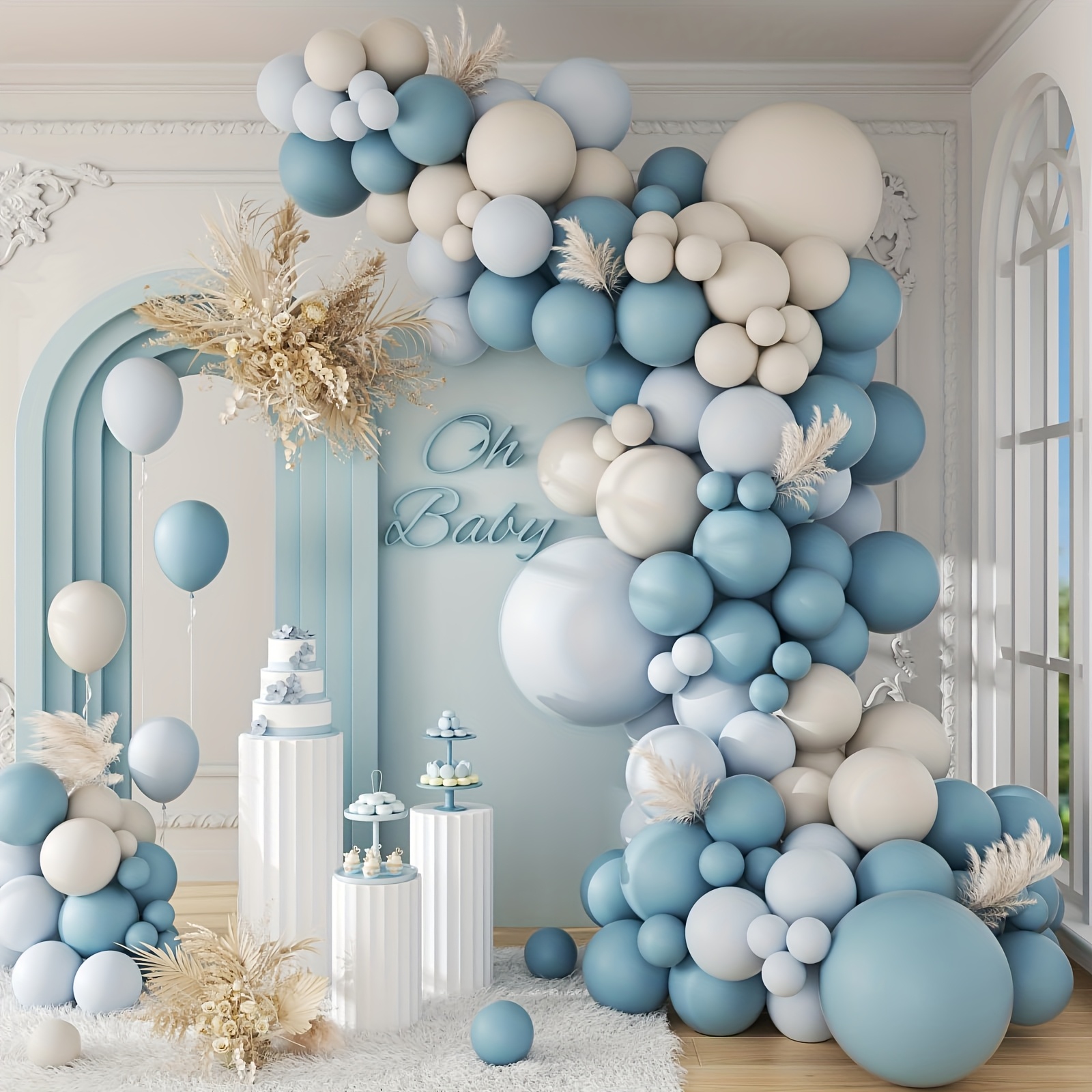 Image of Ocean Blue, Baby Blue, Sand White Balloon Set, High Quality Balloon Kit, Suitable For Children's Bathing, Gender Reveal, Wedding And Other Occasions, Halloween Decorations, Christmas Decorations