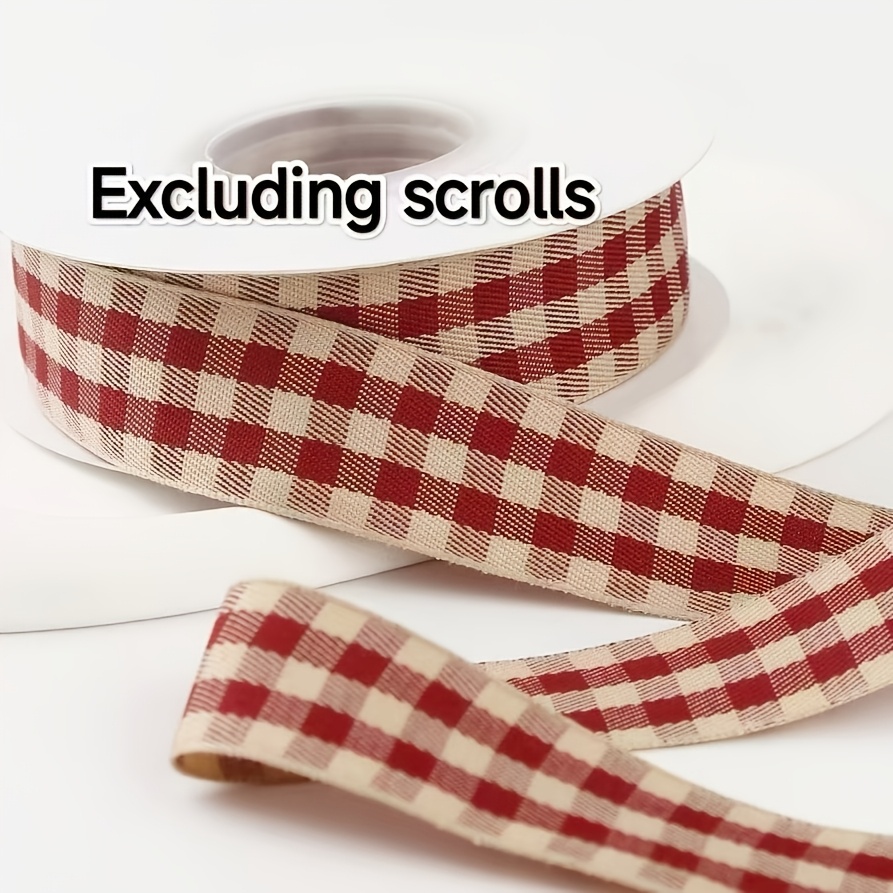 TEMU 5-meter Vintage Red Green/red Checkered Ribbon, Suitable For Making Bows, Christmas Tree Decorations, Gift Packaging, Bouquet Cake Decorations,