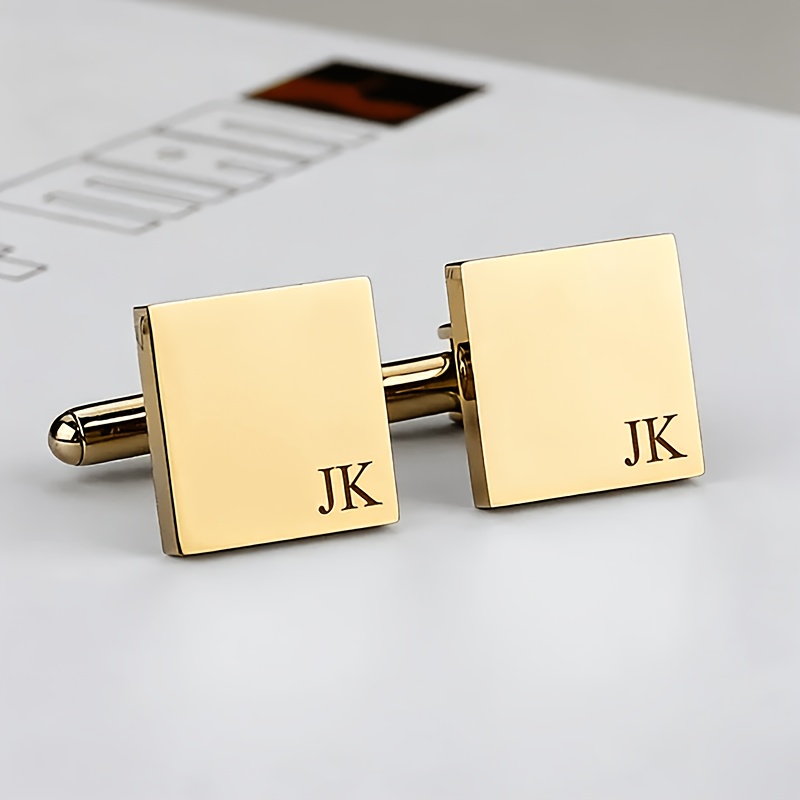 TEMU Custom Name Cufflinks Stainless Steel Men's Accessories Minimalist- Cufflinks Suitable For Weddings Parties And Banquets Coming-of-age Gift For