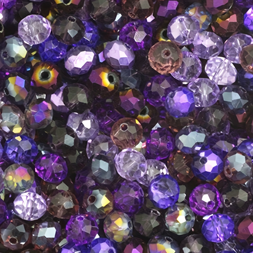 

Eleanbeads High-quality Ab Purple Crystal Beads, 4/6/8mm Loose Spacer Beads For Diy Bracelet & Jewelry Making