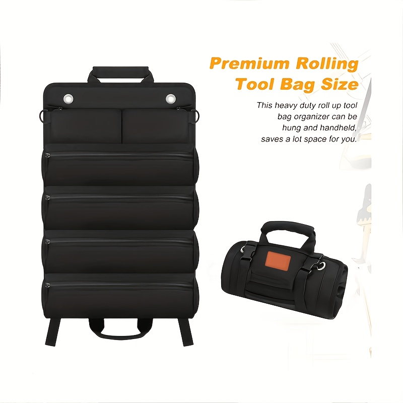 TEMU Heavy-duty Hardware Rolling Tool Kit, Rolling Hardware Tool Bag - Household Universal Repair Tool Storage Bag, Hardware Tool Storage Bag Roll-up