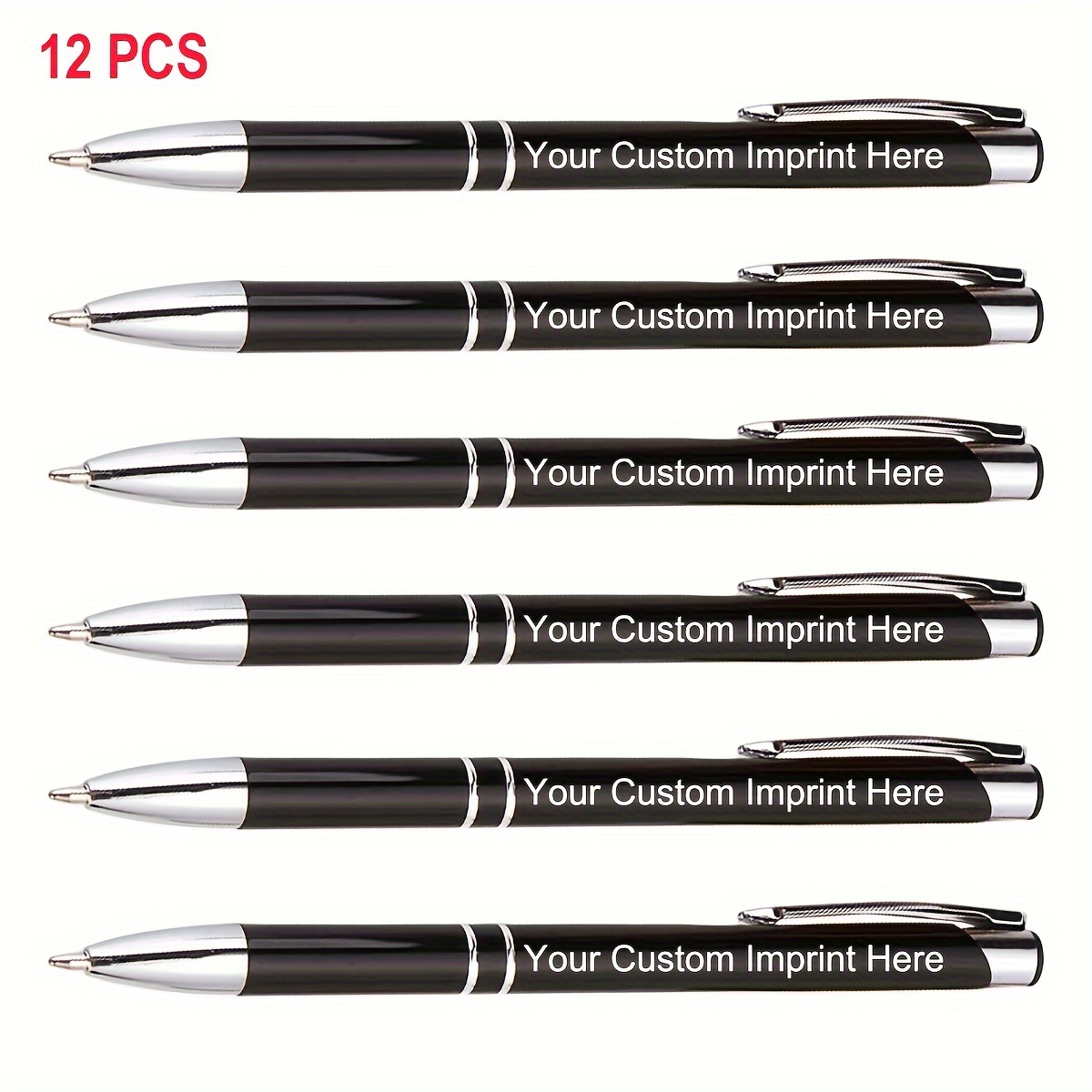 

12-pack Personalized Metal Ballpoint Pens With Retractable Medium Point And - Aluminum Promotional Pens For Business, School, And Gifts, Customizable For Adults And Teens (14+)