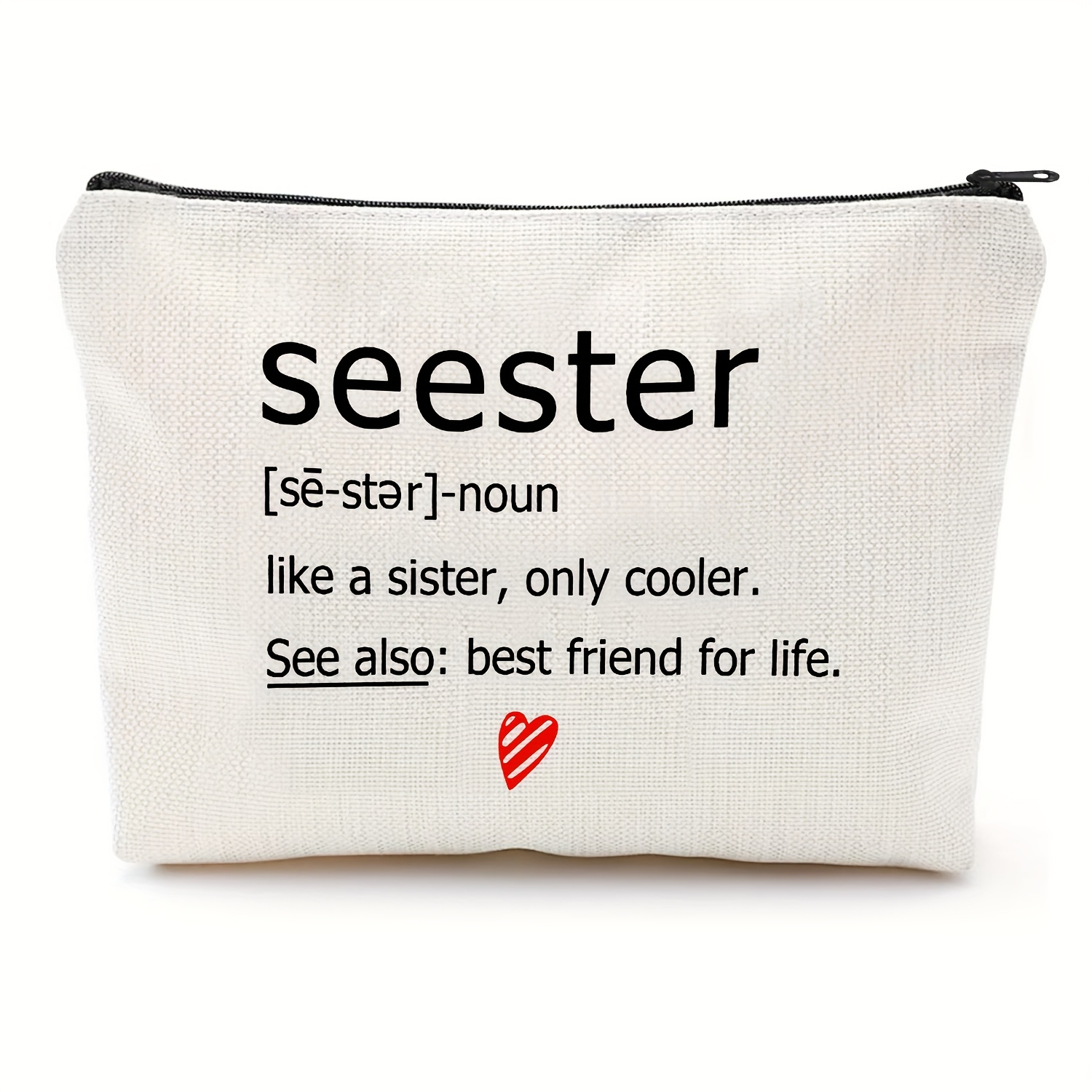 TEMU Seester Comme Une Sœur Mais Encore Plus Cool – Définition Drôle de Seester – Trousse de Maquillage Cadeau Meilleure – Sac de Voyage avec Message