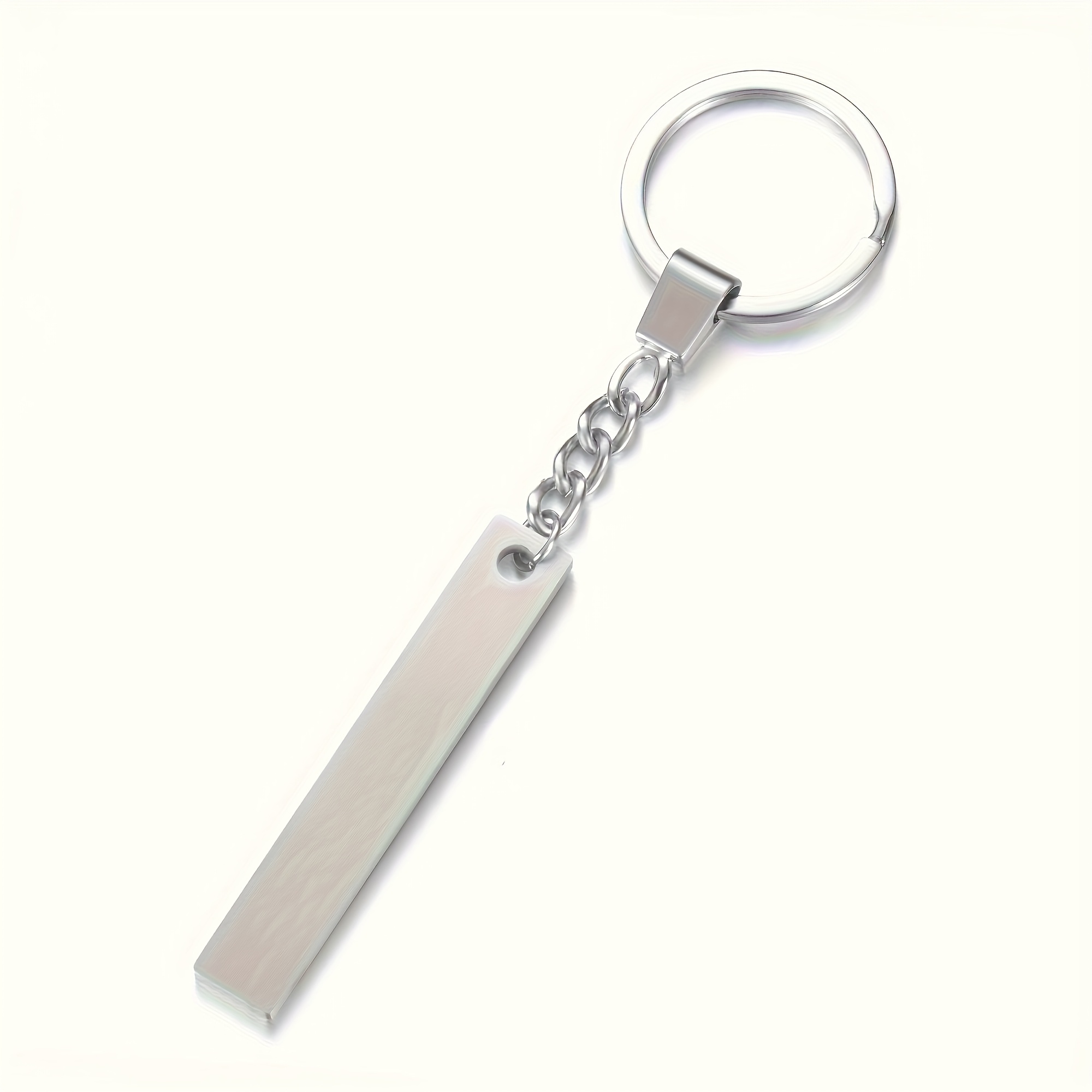 TEMU [customized] 1pc Women's Custom Stainless Steel Keychain Key Tag Laser Engraved Phone Number Name Text Date Email Key Ring Silvery Black Golden