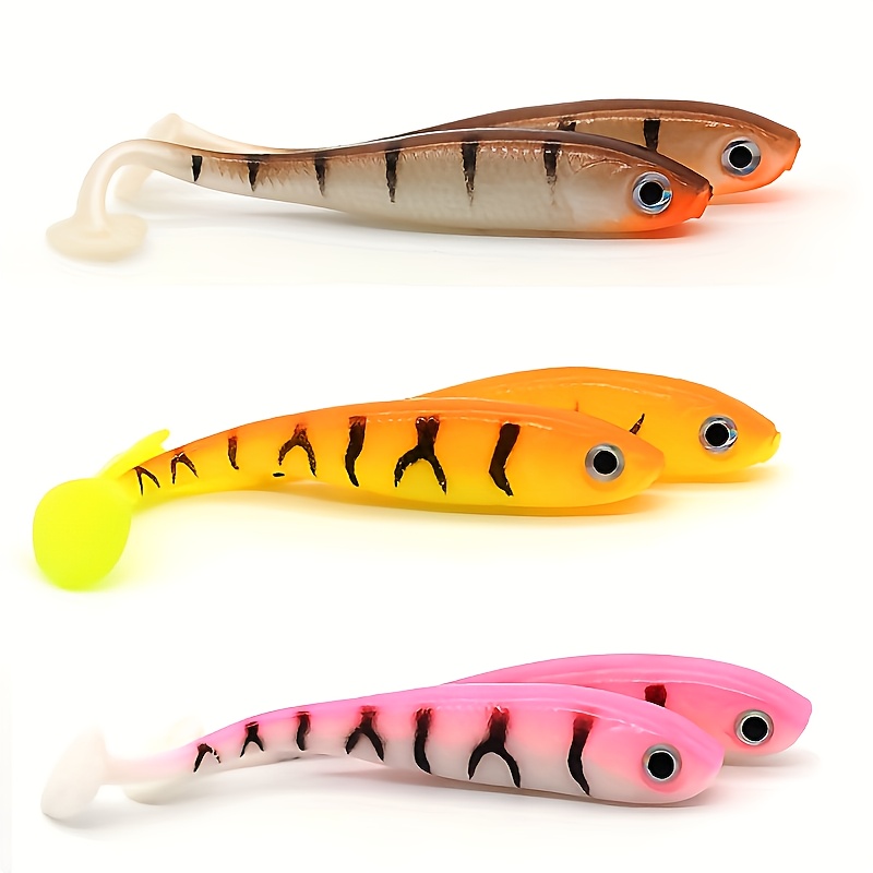 

Lot de 5 Leurres Souples T-Tail avec Yeux 3D - Appâts en PVC Durables et Plomb pour Bass, Truite & Crappie - Idéaux pour la Pêche en Eau Douce et Salée