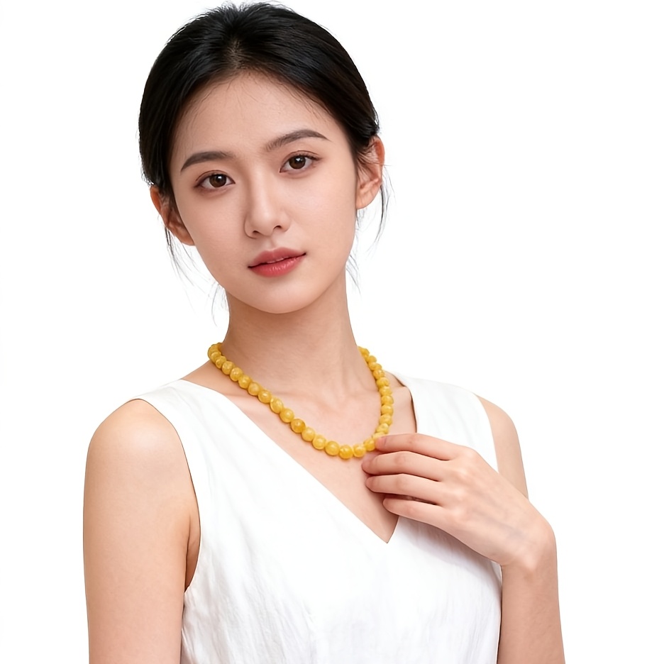 Women's Bold Yellow Agate Necklace, Statement Style